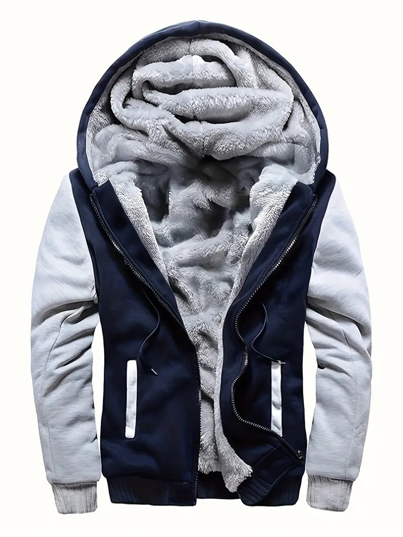 Warm hooded fleece jacket