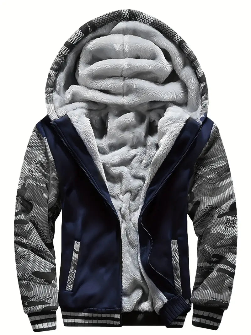 Warm hooded fleece jacket