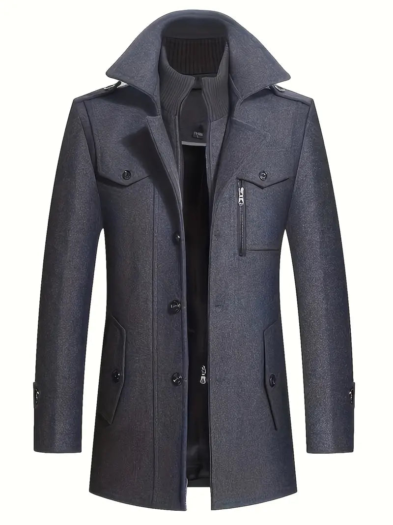 Double lapel waterproof long jacket