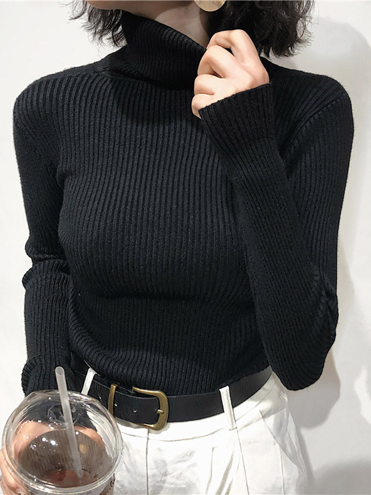 Cotton knitted turtleneck