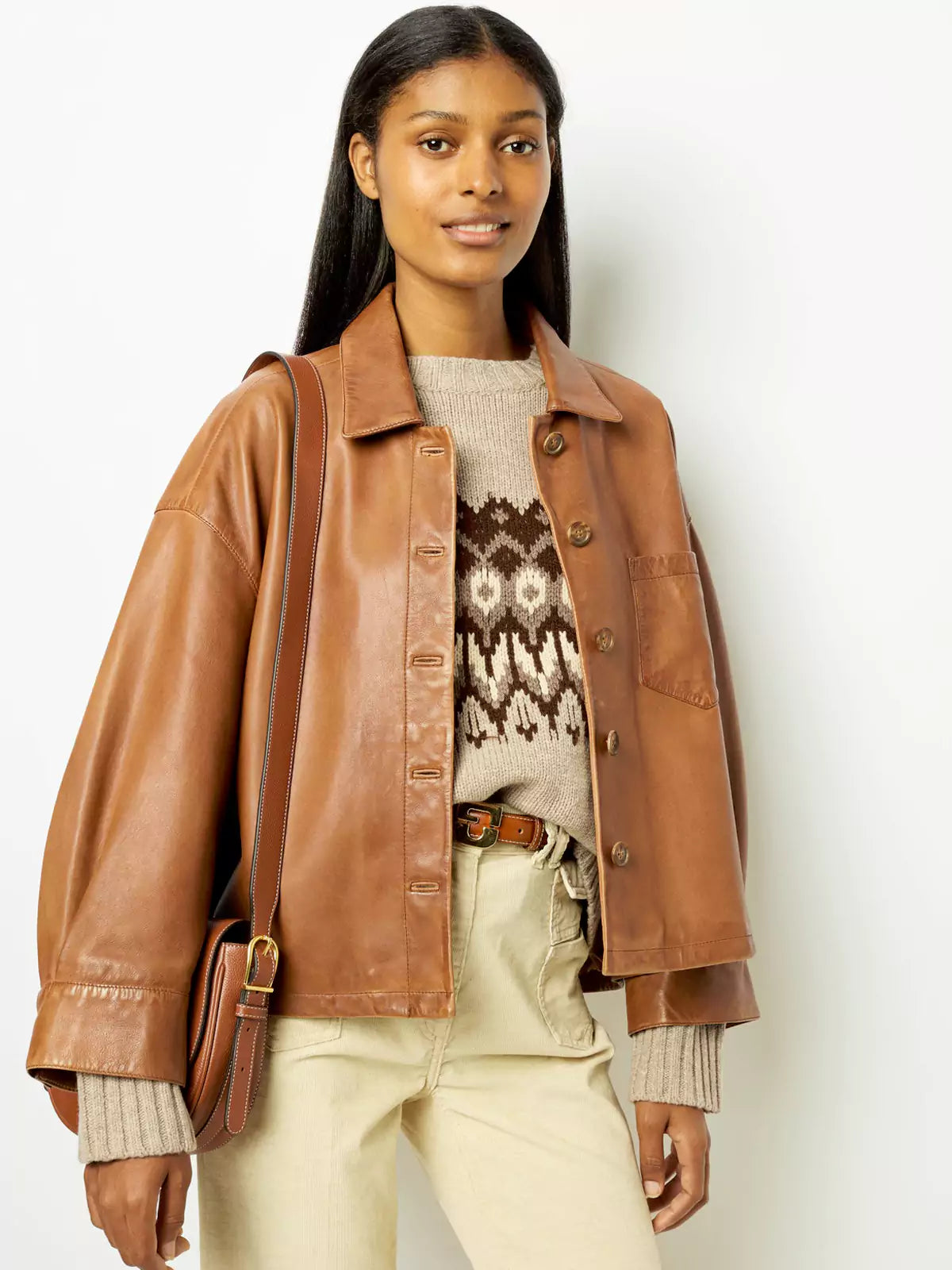 Minimalistic Boxy Leather Jacket