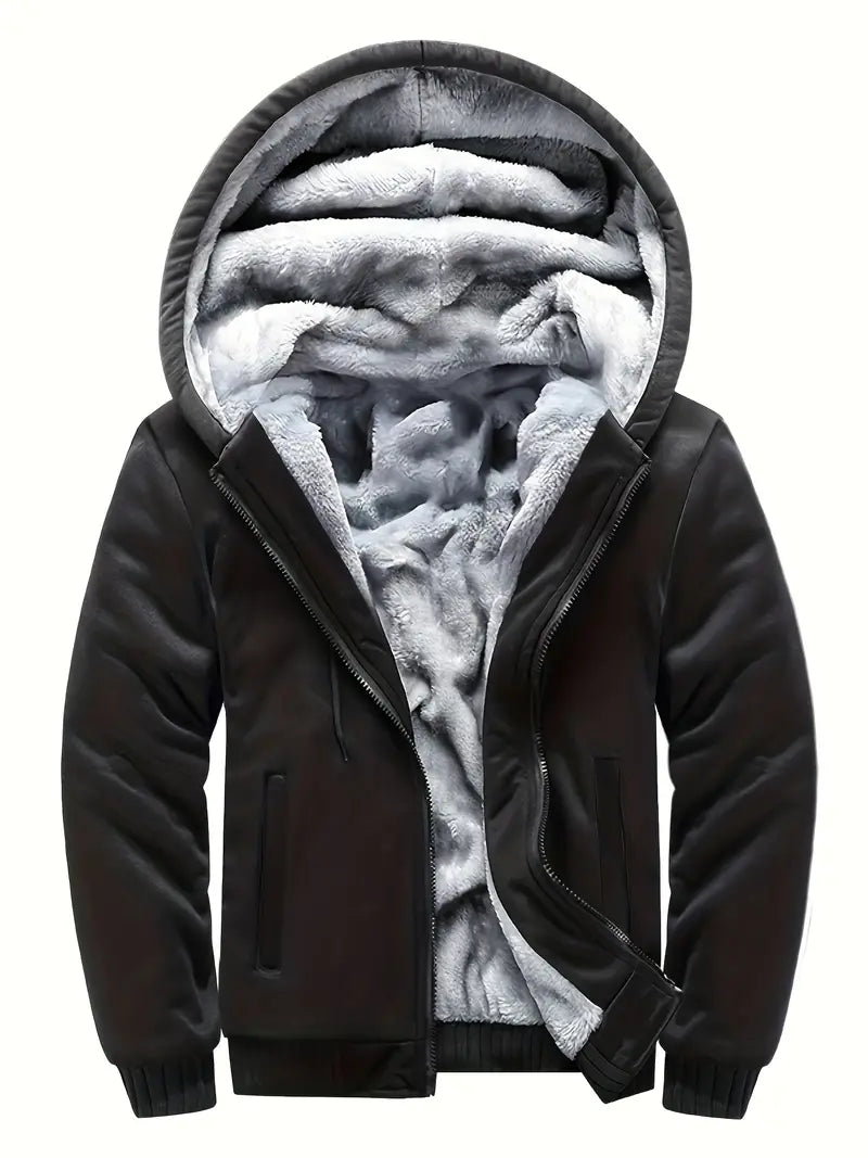 Warm hooded fleece jacket