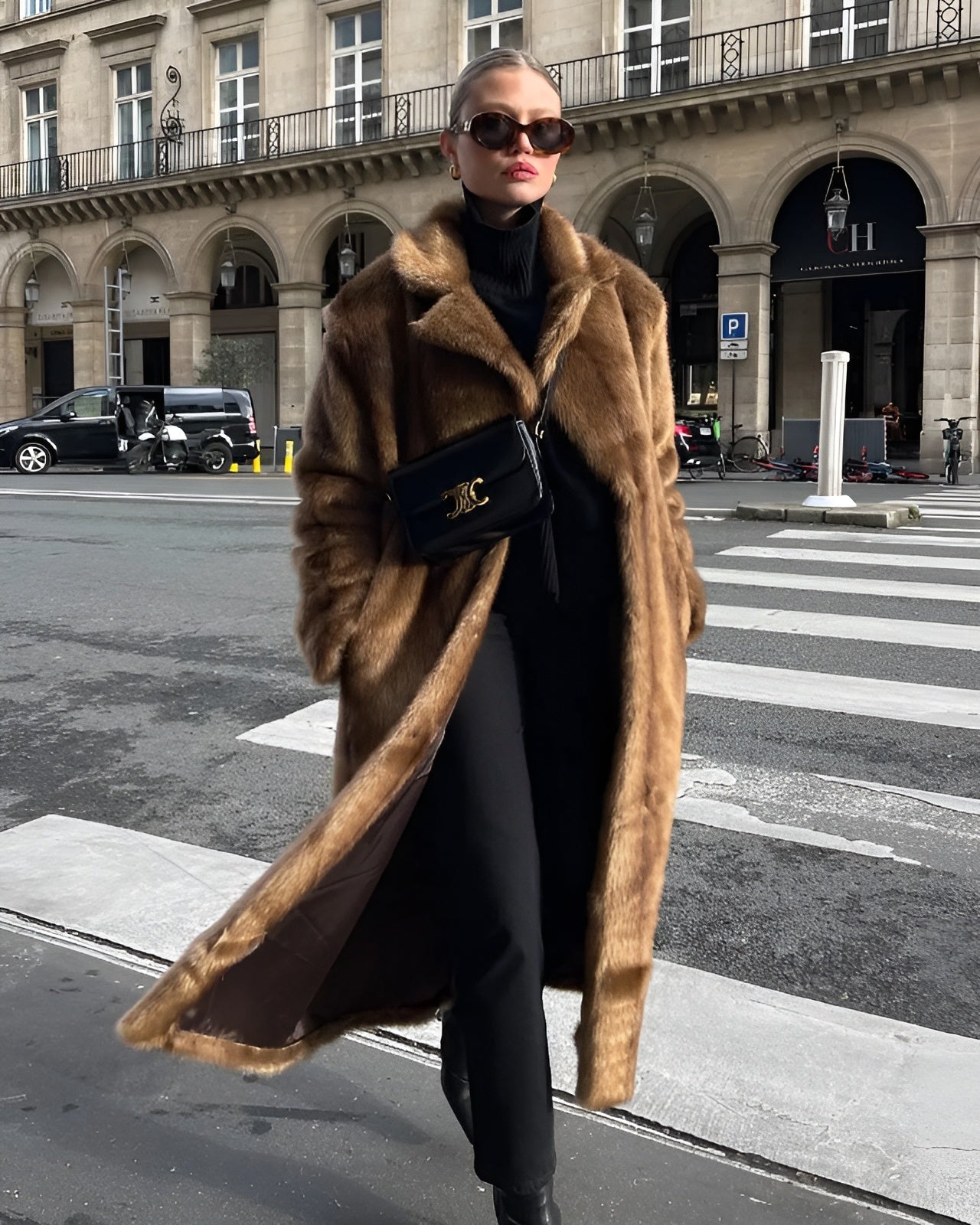 Faux Fur Long Overcoat