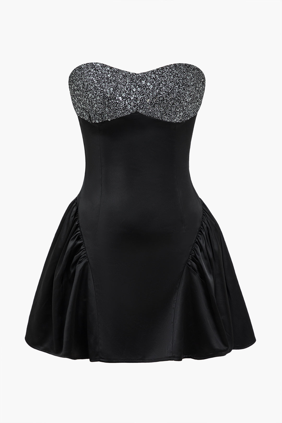 Glitter Strapless Ruched Mini Dress