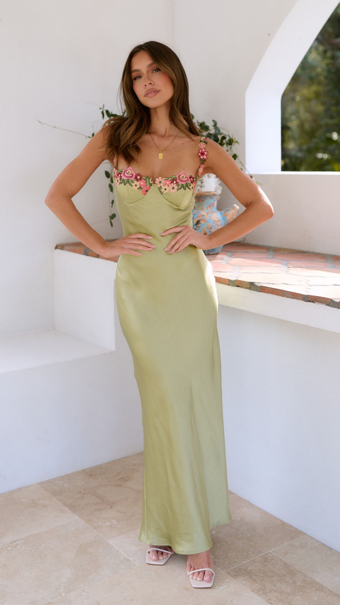 Maxi Dress with Flower Detail