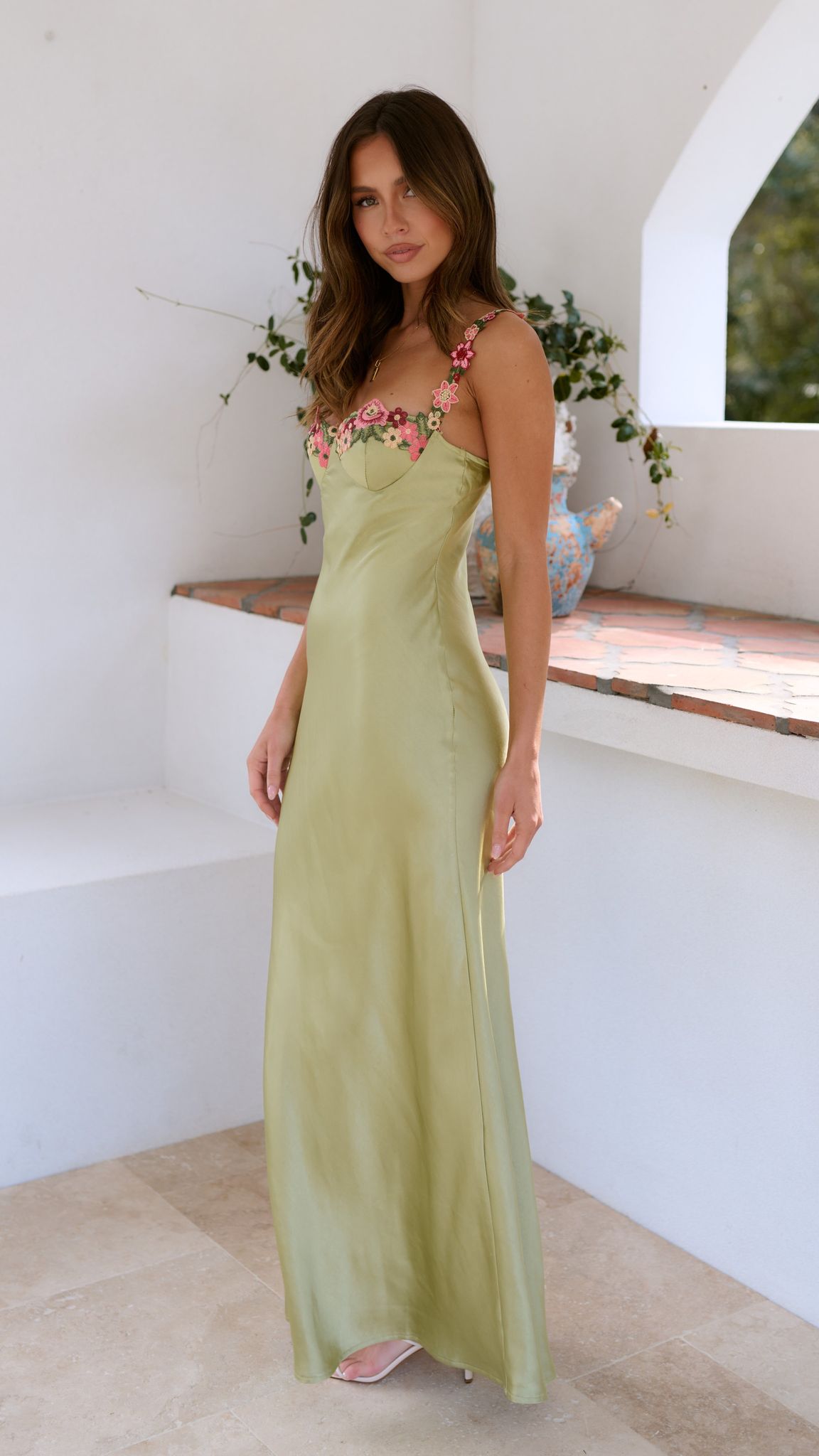 Maxi Dress with Flower Detail