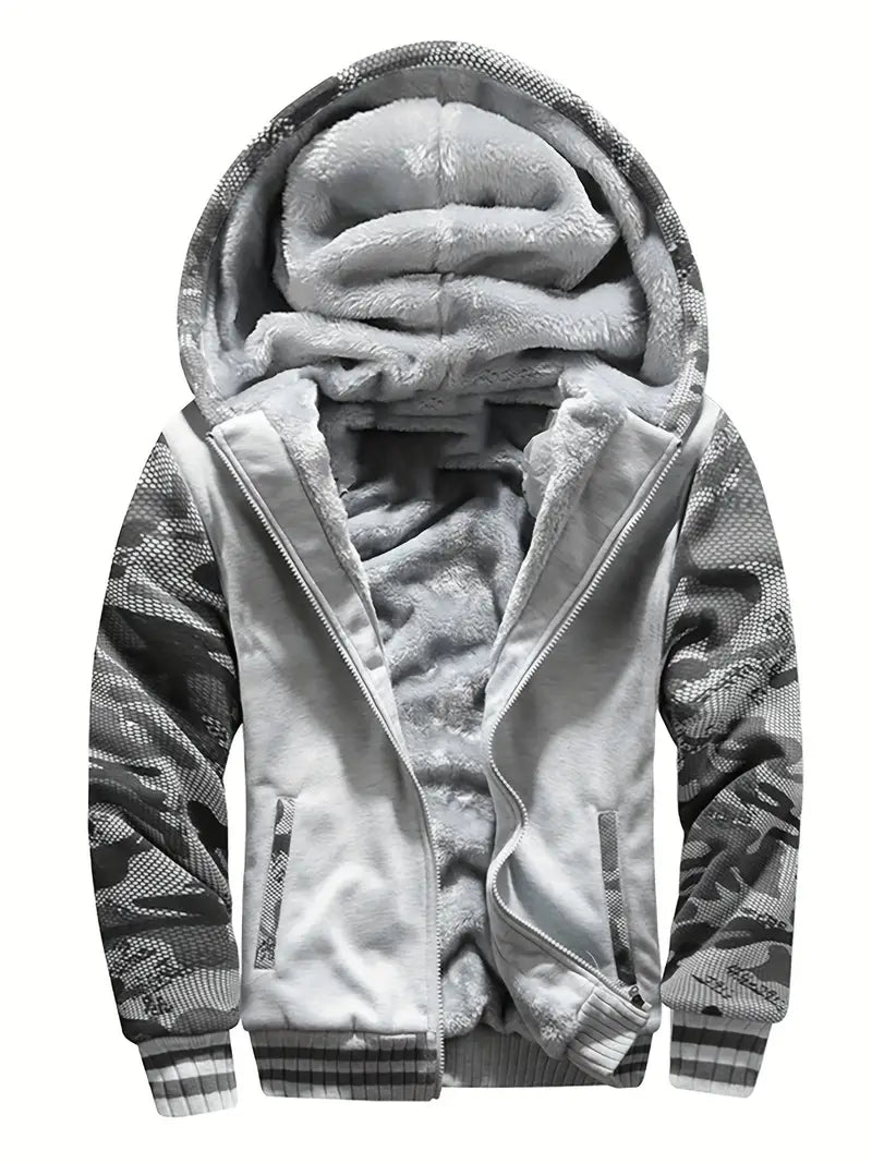 Warm hooded fleece jacket