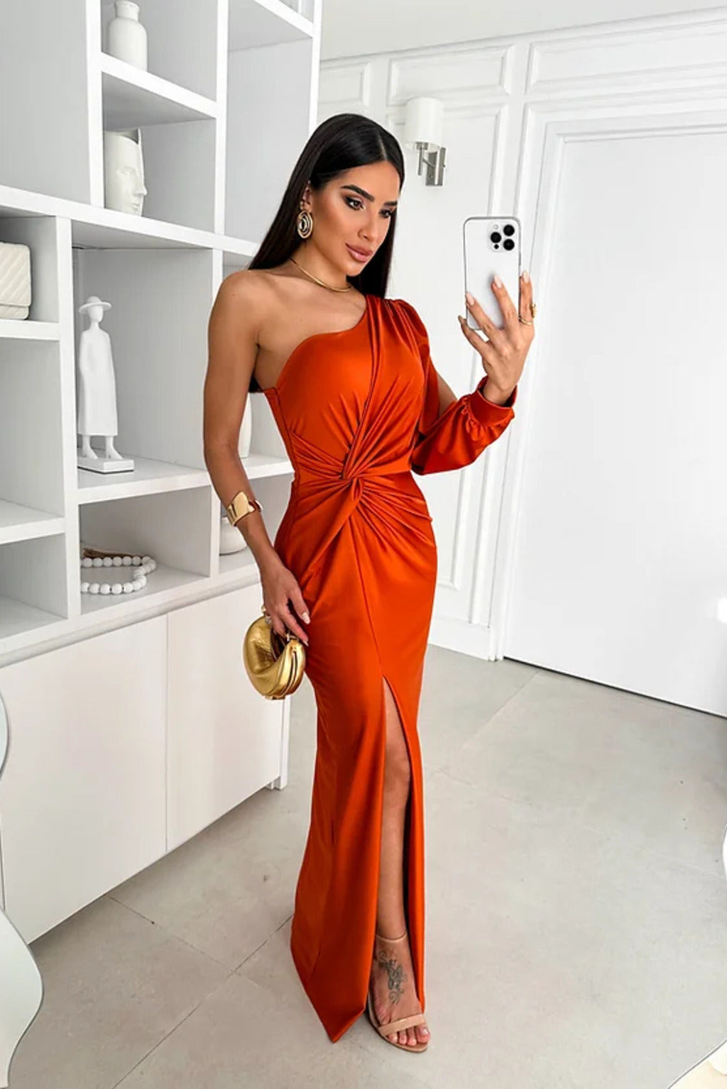 Rae One-shoulder satin cocktail dress