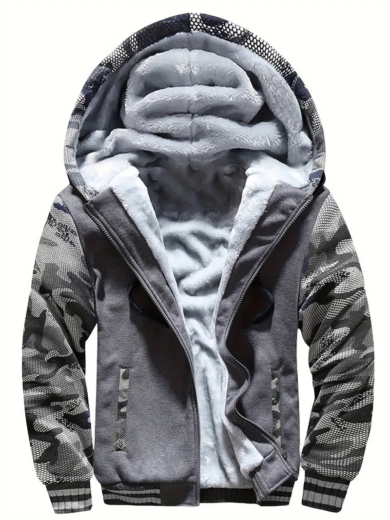 Warm hooded fleece jacket