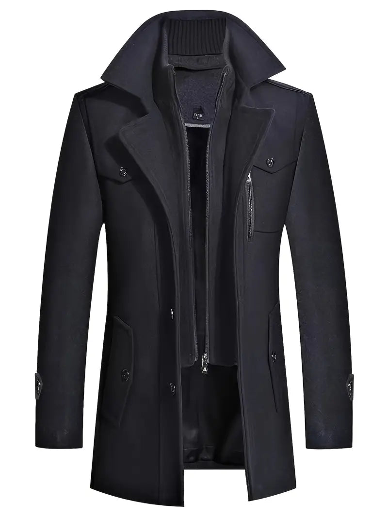 Double lapel waterproof long jacket