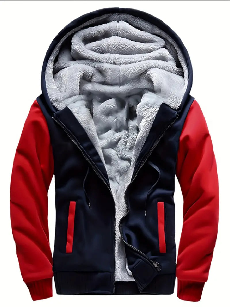 Warm hooded fleece jacket