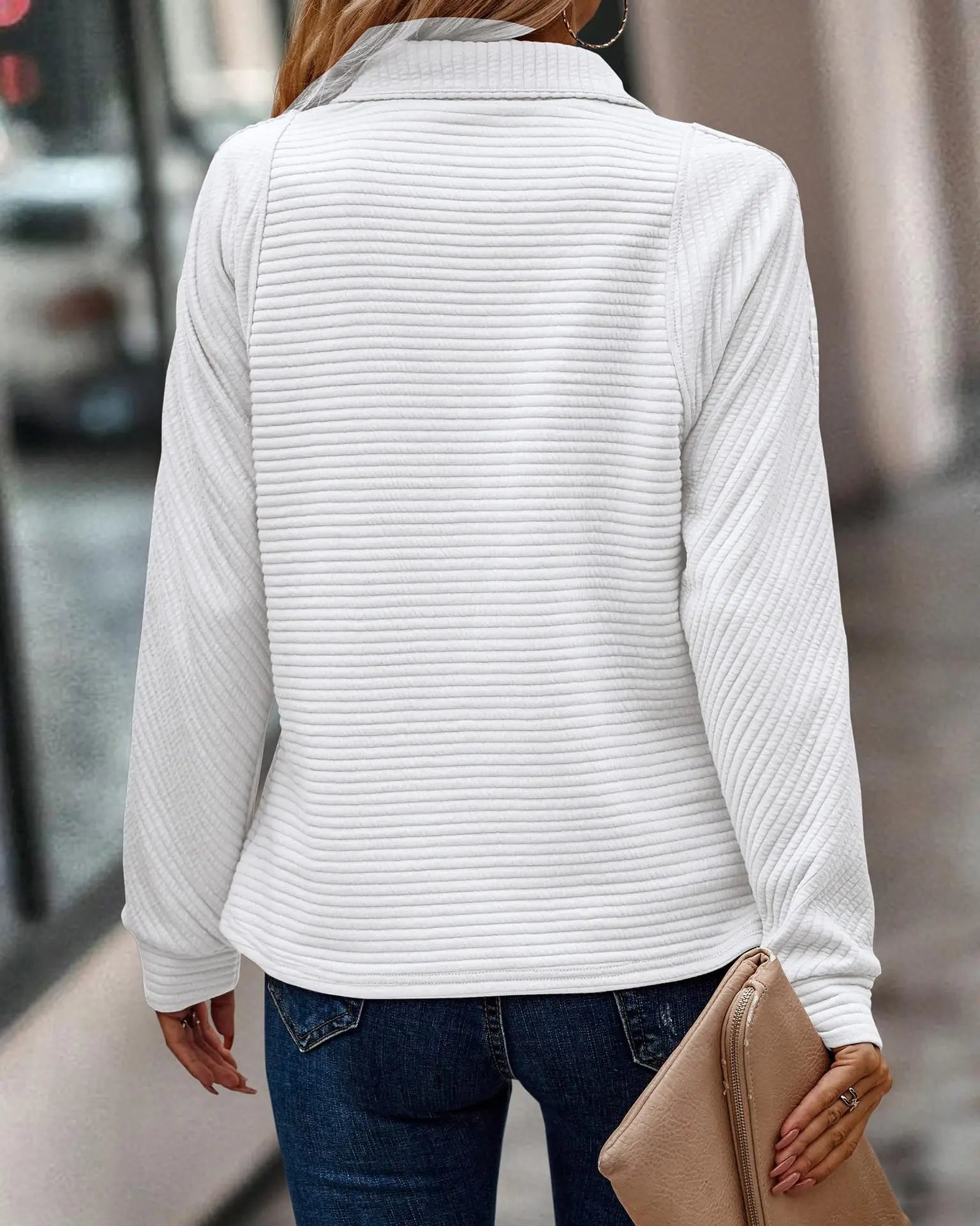 Ribbed soft half zip jumper