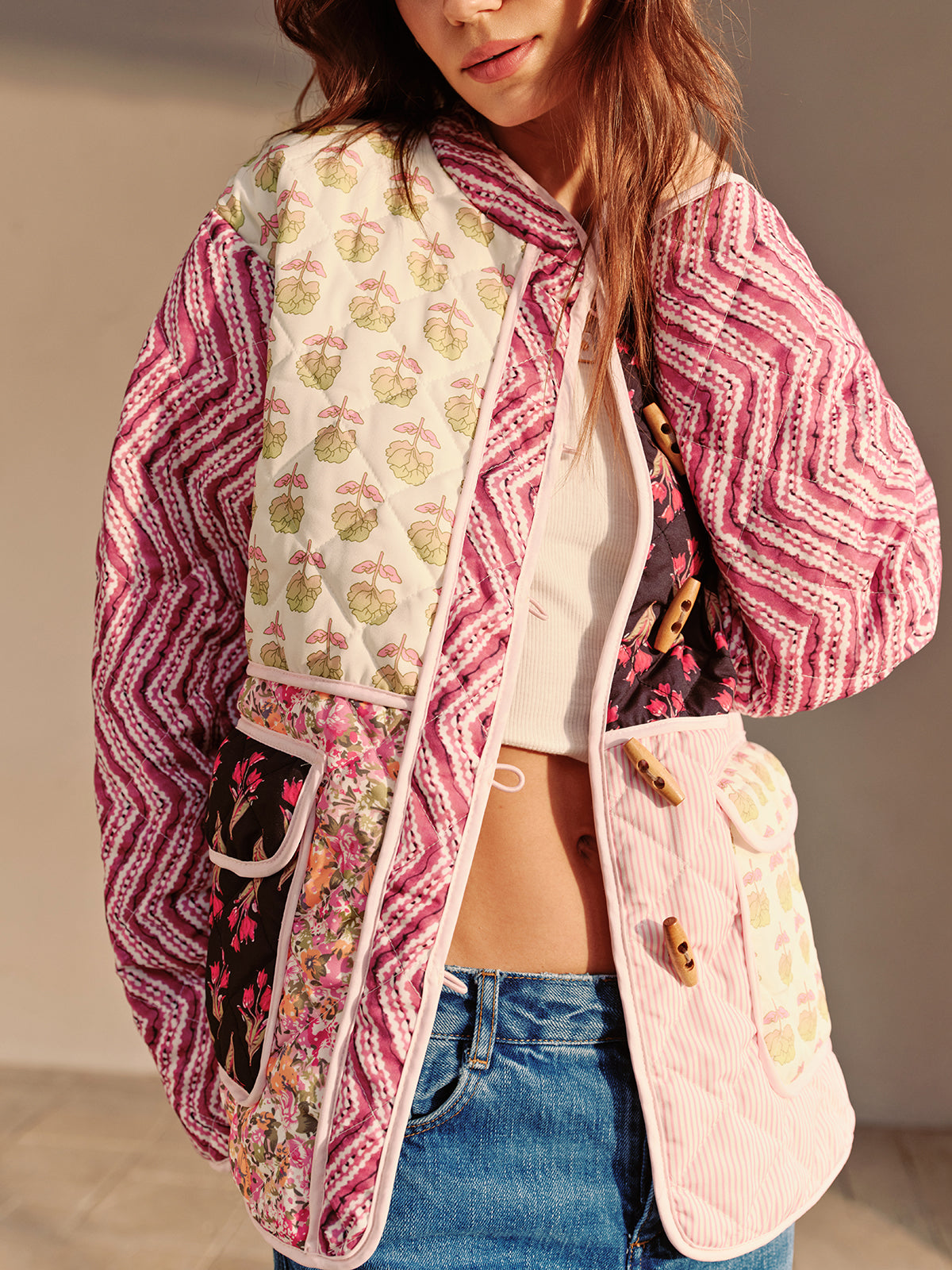 Floral printed winter coat