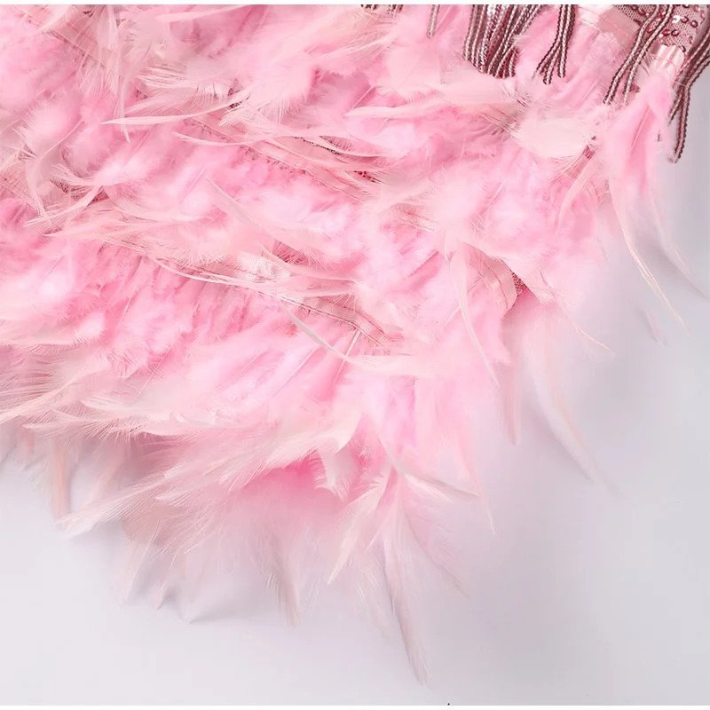 Glitter Feather Party Mini Dress