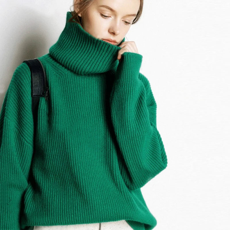 Knitted oversized turtleneck