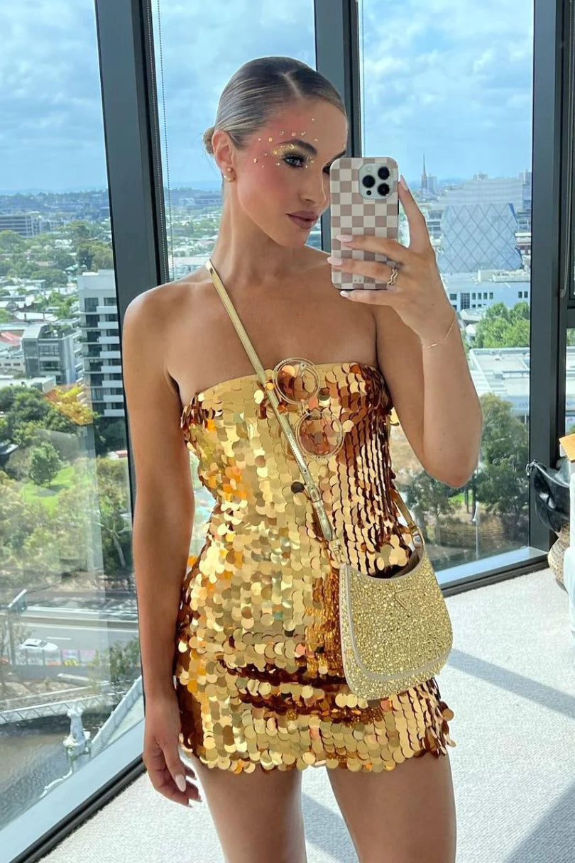 Off-shoulder Sequins Dress