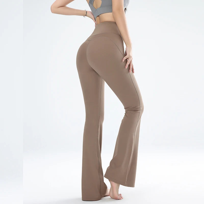 Wide elastic high-waisted trousers