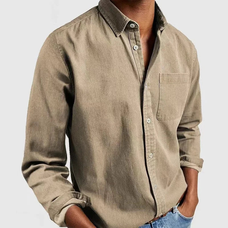 Classic plain long-sleeved shirt