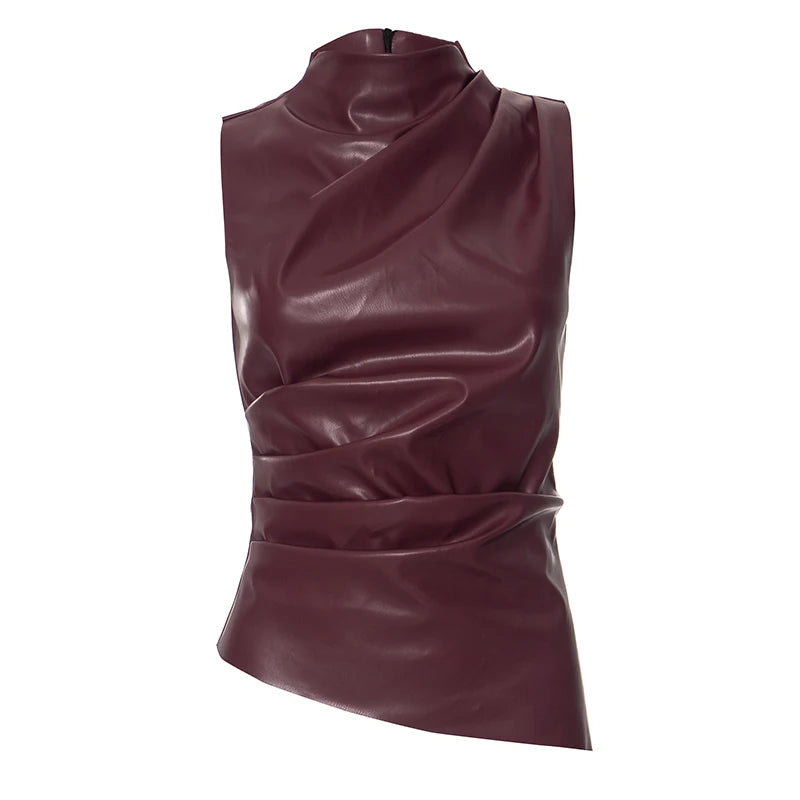 Faux leather top