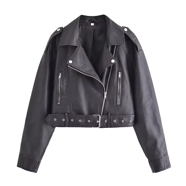 Short vintage leather jacket