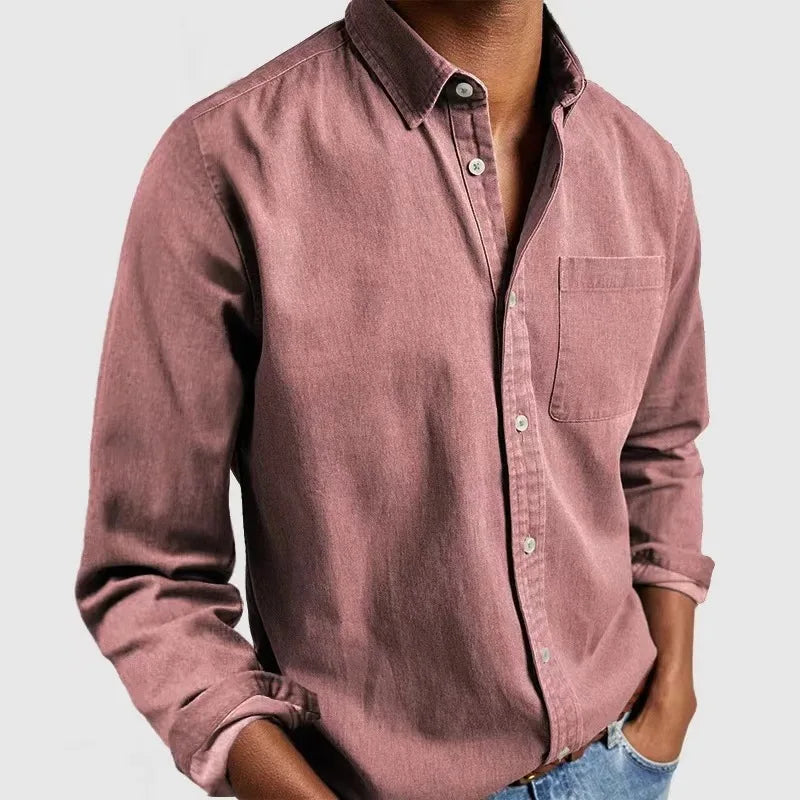 Classic plain long-sleeved shirt