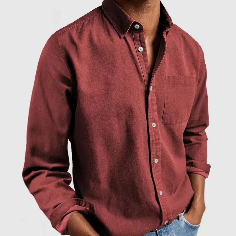 Classic plain long-sleeved shirt