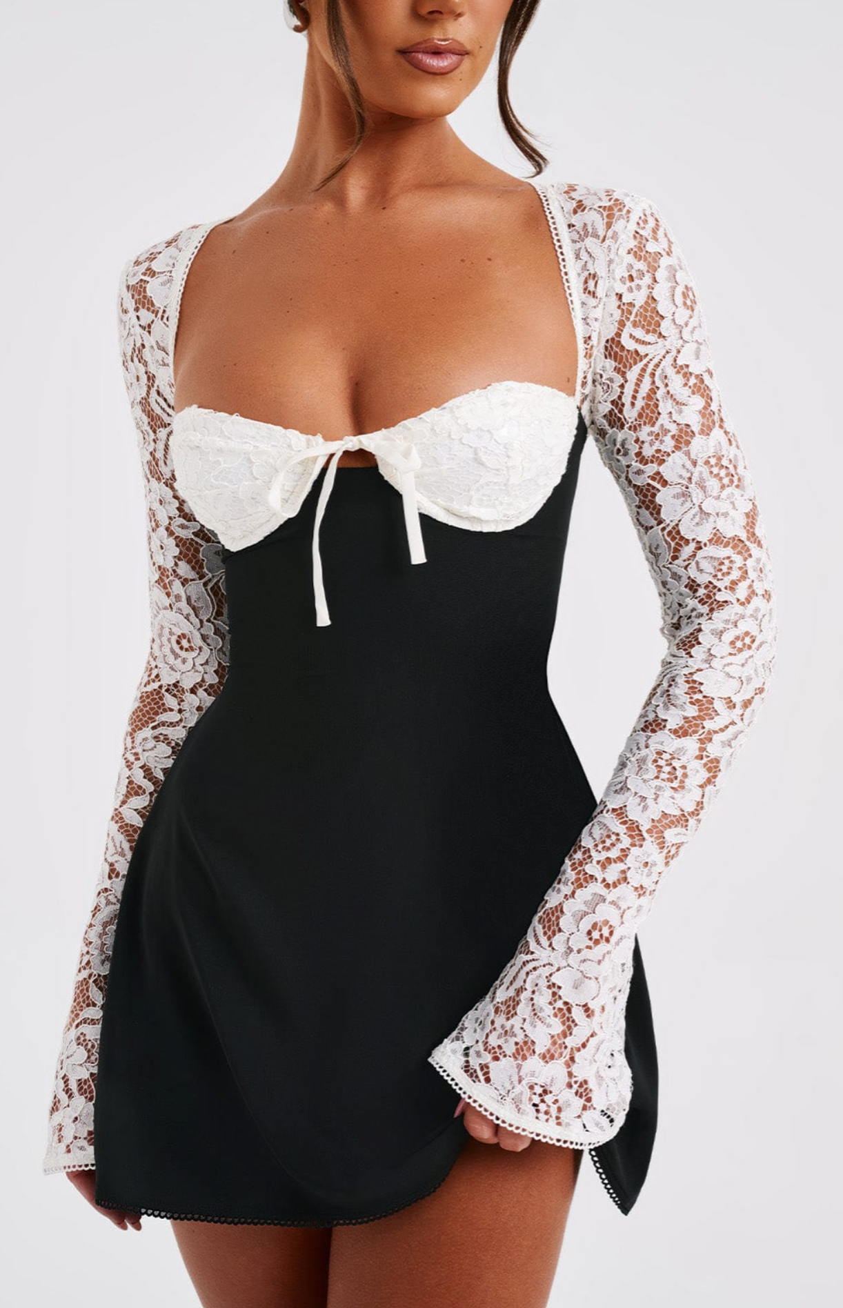 Black and white lace dress