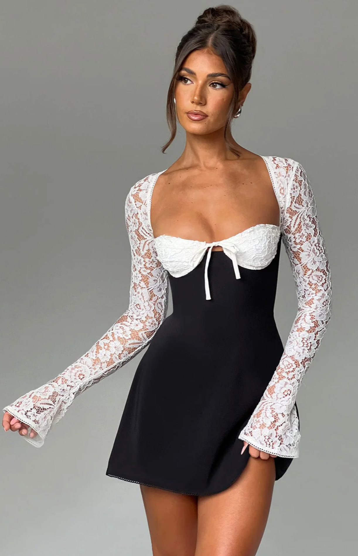 Black and white lace dress