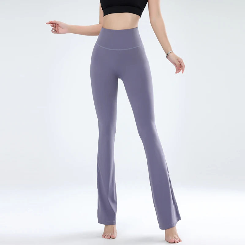 Wide elastic high-waisted trousers