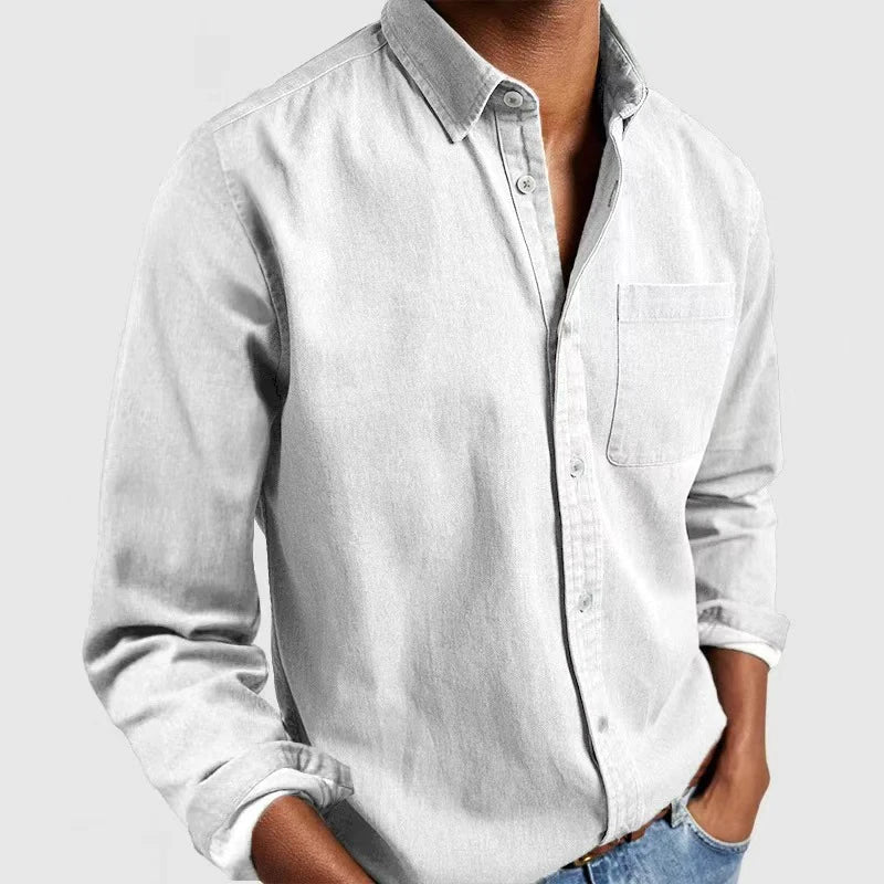 Classic plain long-sleeved shirt