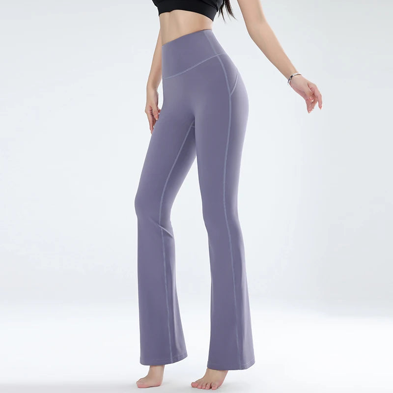 Wide elastic high-waisted trousers