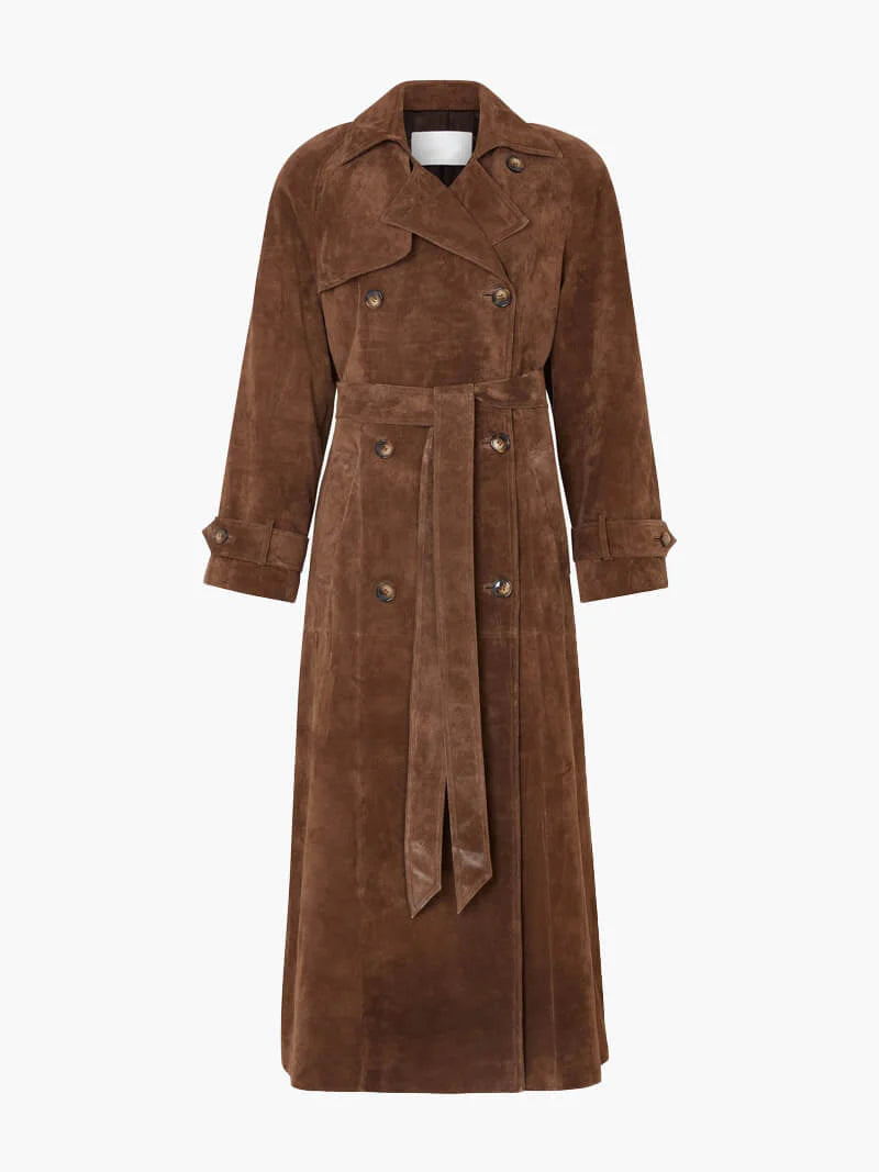 Trendy long coat with belt