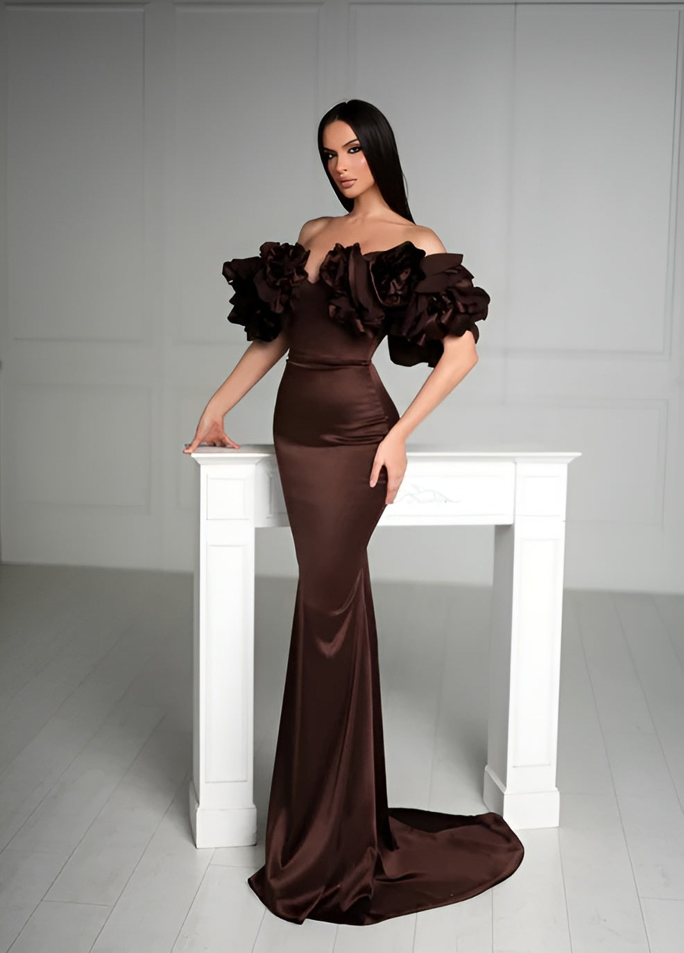 Dark brown evening dress