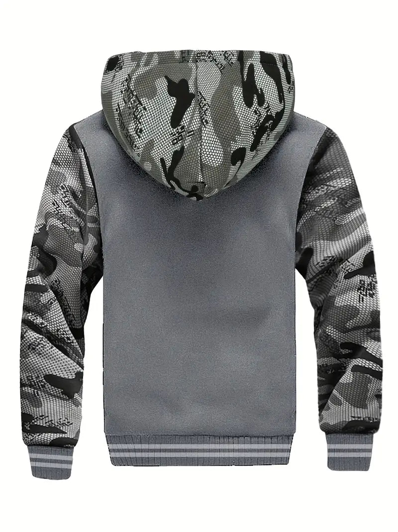 Warm hooded fleece jacket