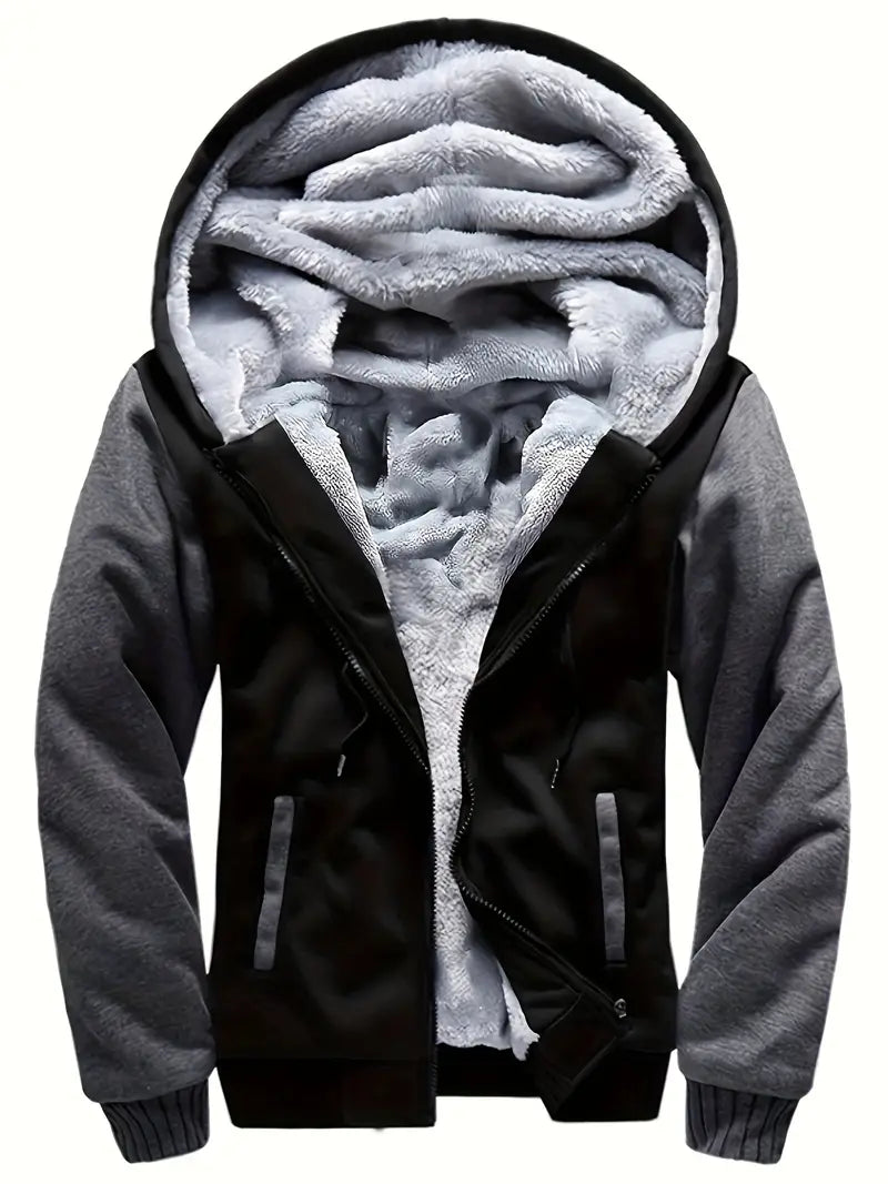 Warm hooded fleece jacket