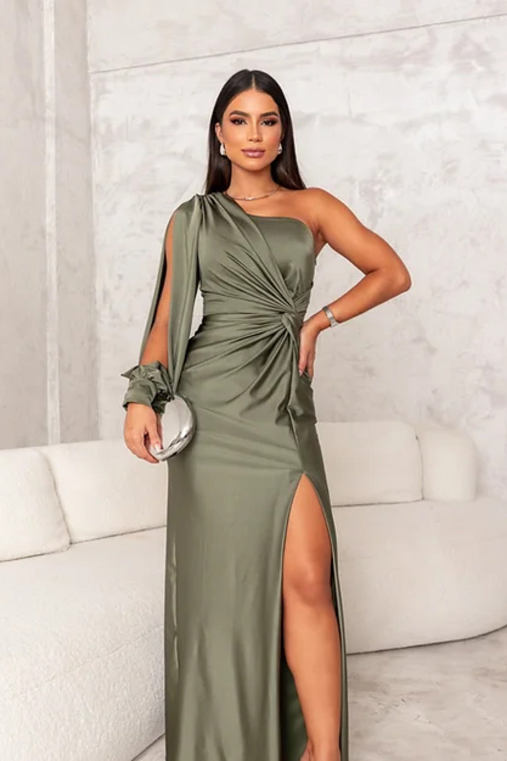 Rae One-shoulder satin cocktail dress