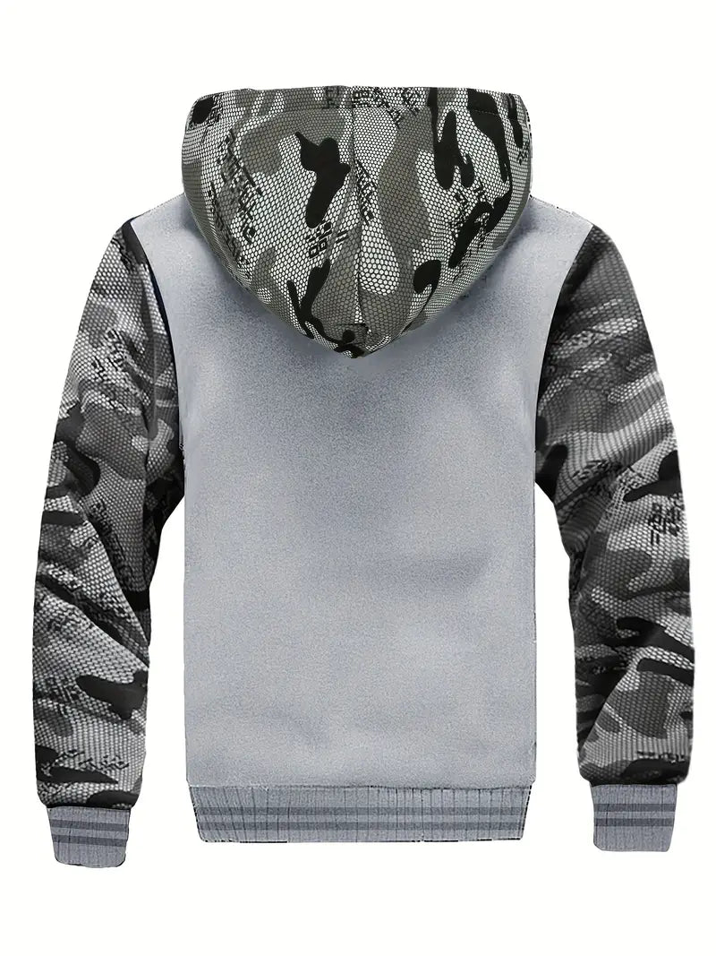 Warm hooded fleece jacket