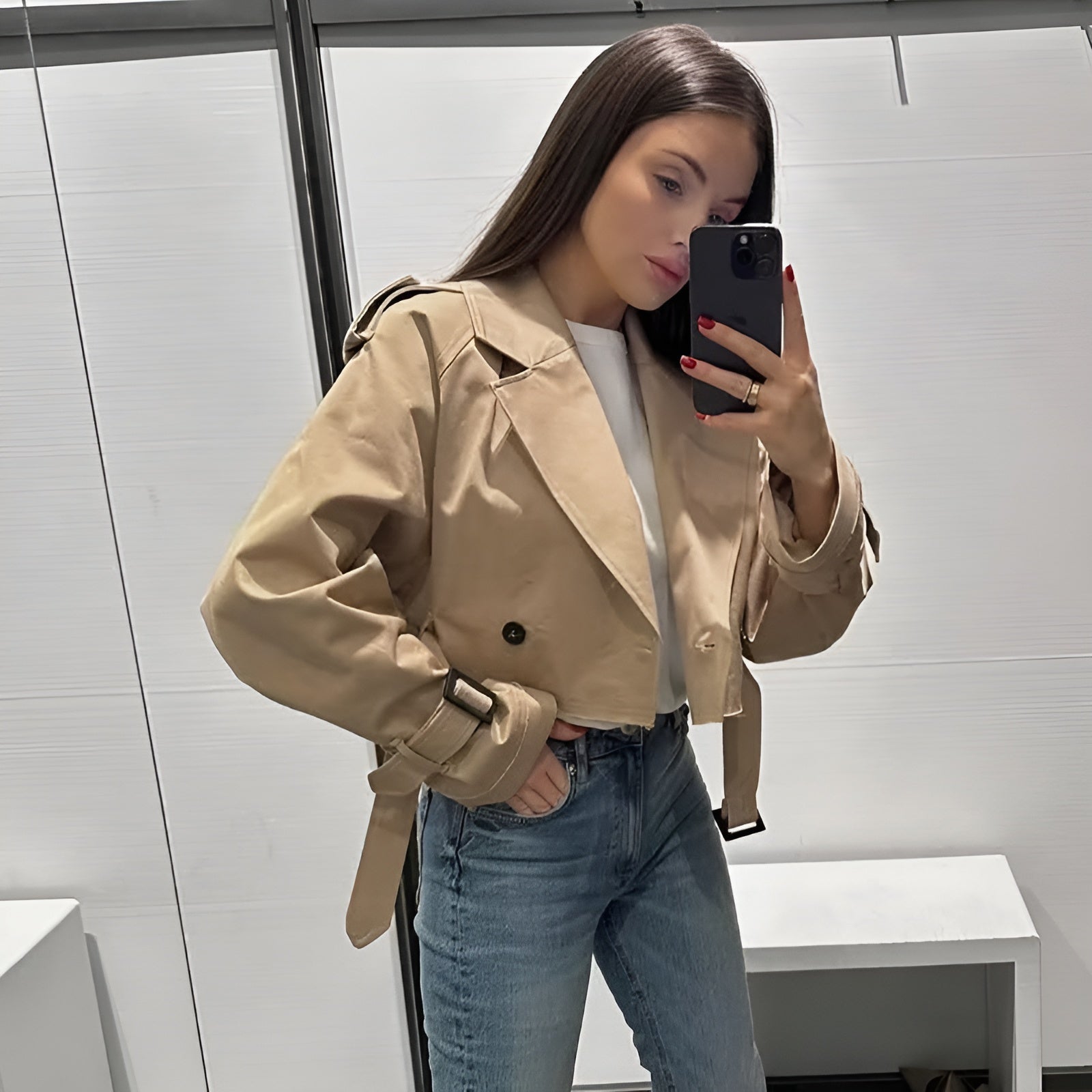 Gemma cropped trench coat