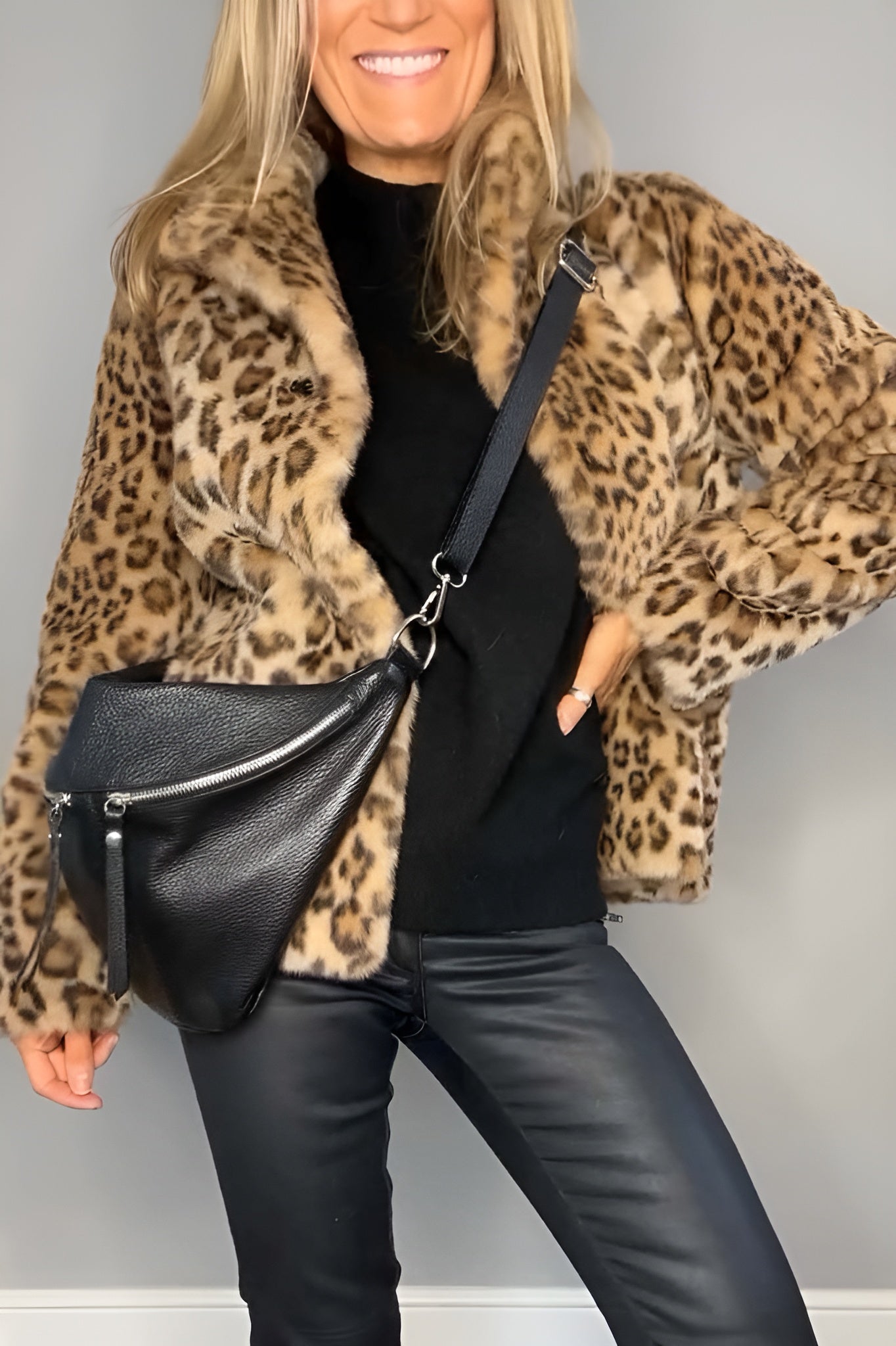 Fashionable Leopard Faux Fur Winter Coat