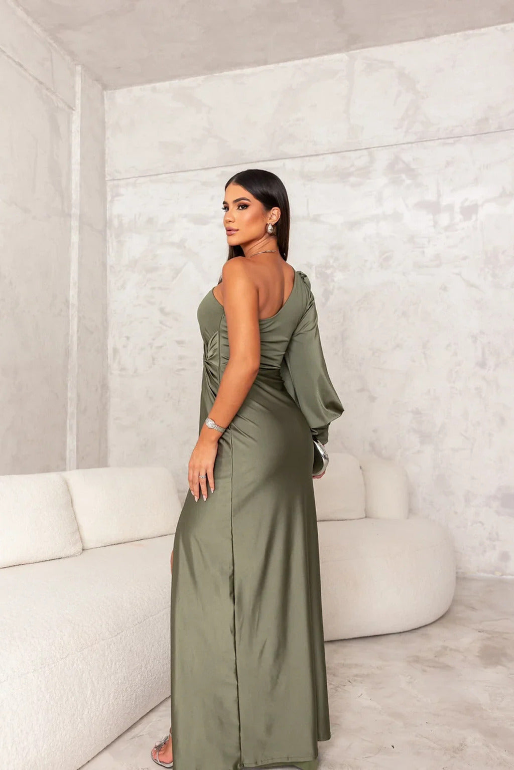 Rae One-shoulder satin cocktail dress